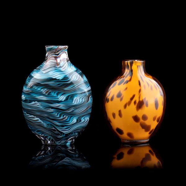 TWO GLASS SNUFF BOTTLES