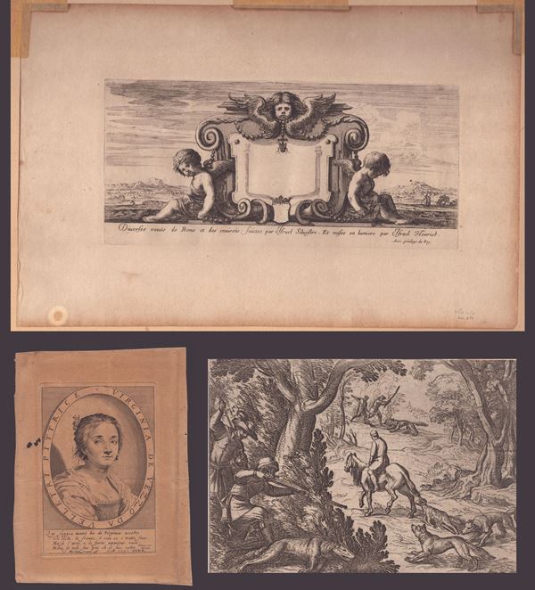 Antonio Tempesta,Claude Mellan,Israel Silvestre - Lot of three engravings