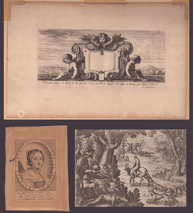Antonio Tempesta, Claude Mellan, Israel Silvestre - Lotto di Tre Incisioni