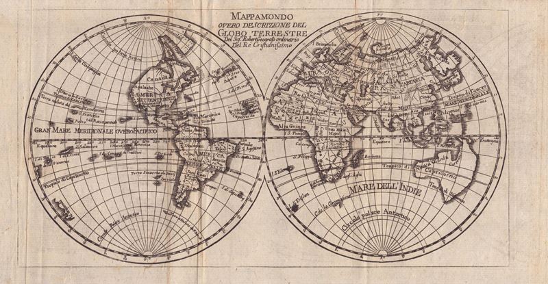 Mappamondo Overo Descrizione del Globo Terrestre del Sig. Robert Geografo Ordinario del Re Cristi...