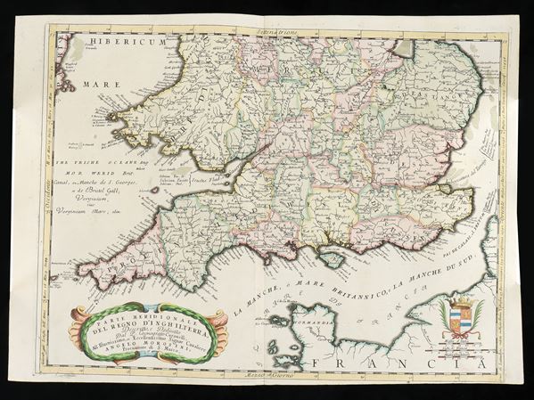 Vincenzo Maria Coronelli - Parte Meridionale del Regno D'Inghilterra (Southern part of the Kingdom of England)