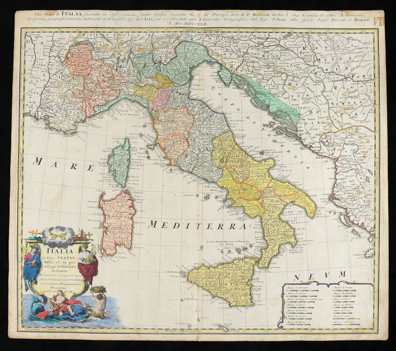 Johann Baptist Homann - Italia in Suos Status Divisa Et Ex Prototypo del Isliano Desumta