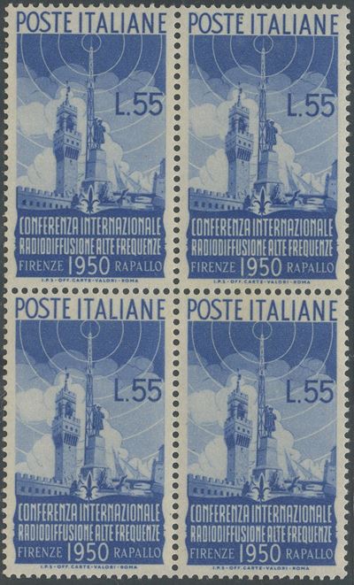 Repubblica, Radiodiffusione n. 623/624 in quartina (1950)
