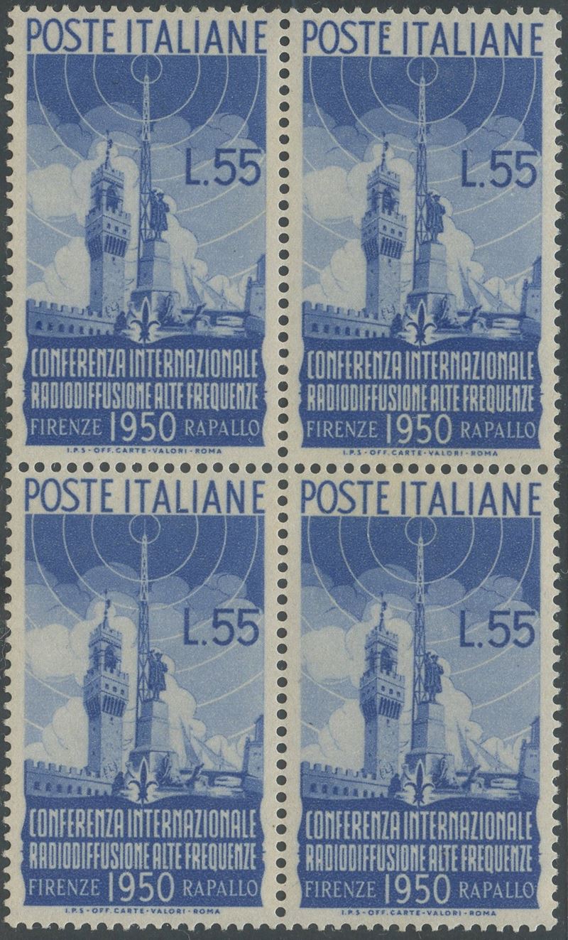 Repubblica, Radiodiffusione n. 623/624 in quartina (1950)