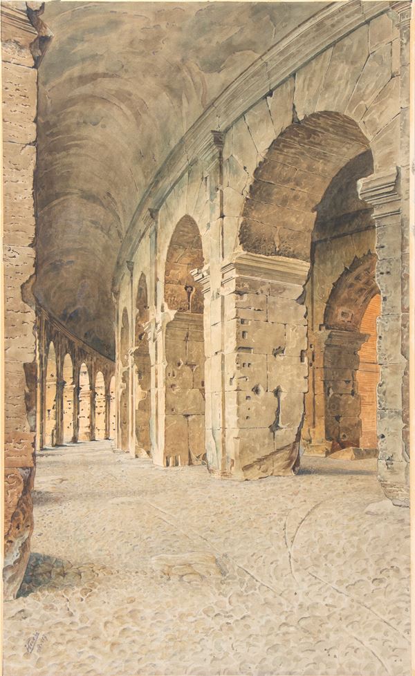Adriano Cecchi - Glimpse of the Colosseum's inner colonnade