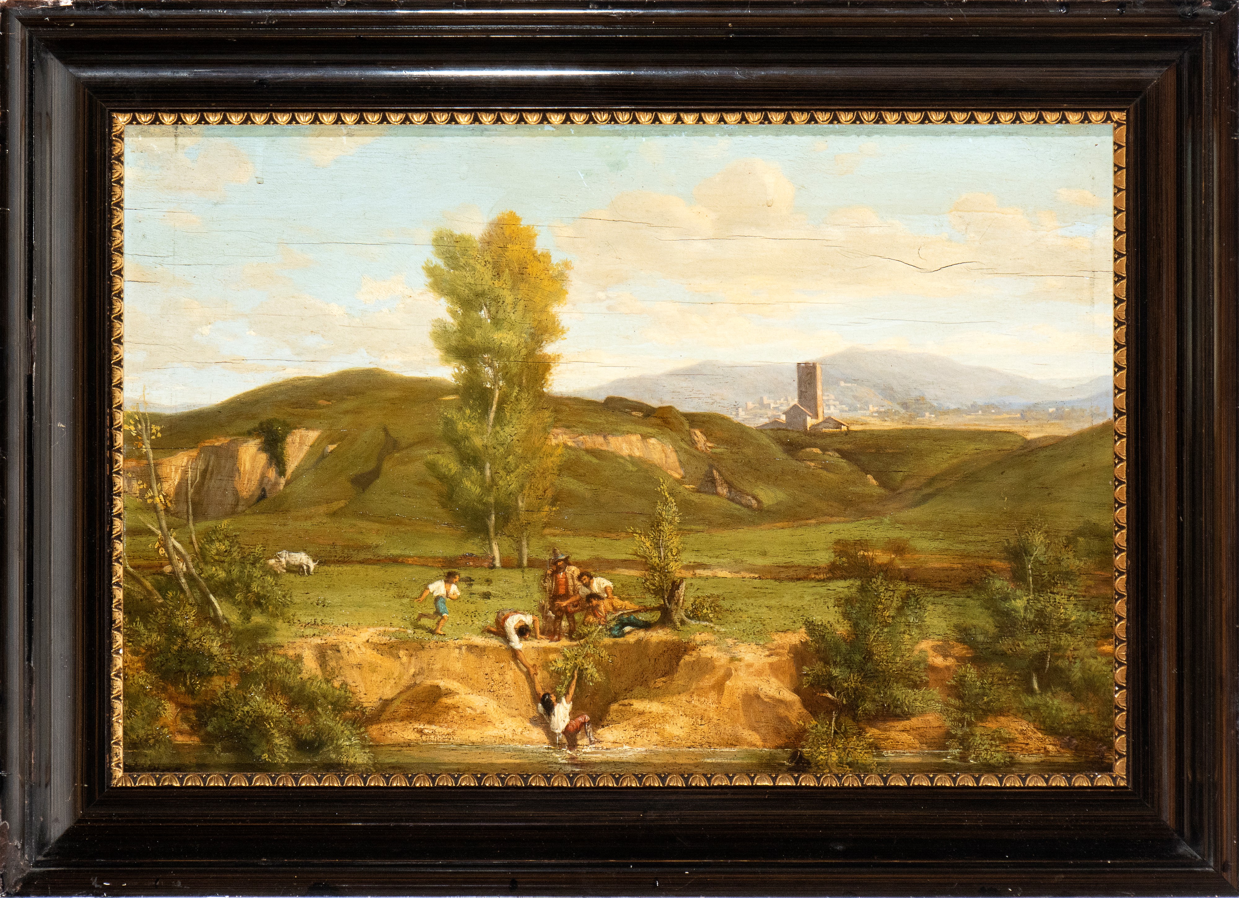 Scena di salvataggio nella campagna romana