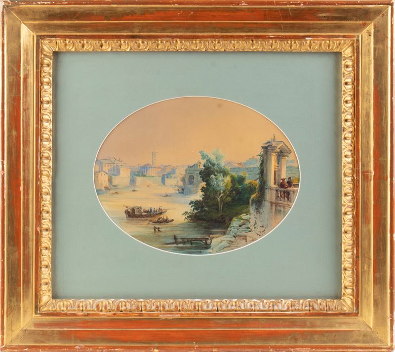 Veduta del Tevere con il Ponte Rotto, il tempio di Ercole Vincitore e San Giorgio al Velabro