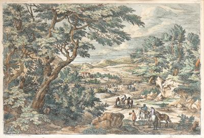 Paesaggio con Alberi e Cespugli e Cavalieri