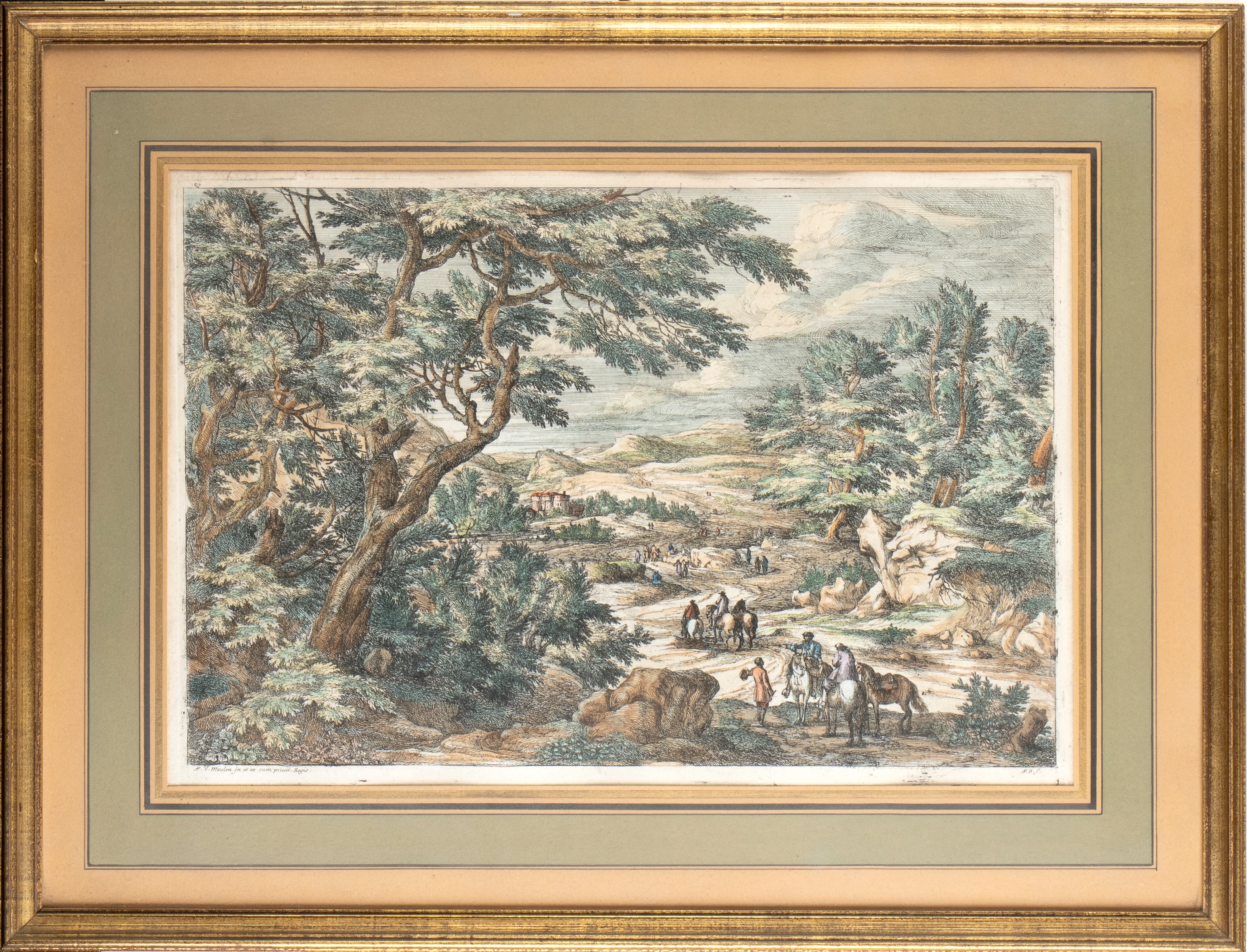 Adriaen Fransz Boudewijns, Adam François Van Der Meulen - Paesaggio con Alberi e Cespugli e Caval...