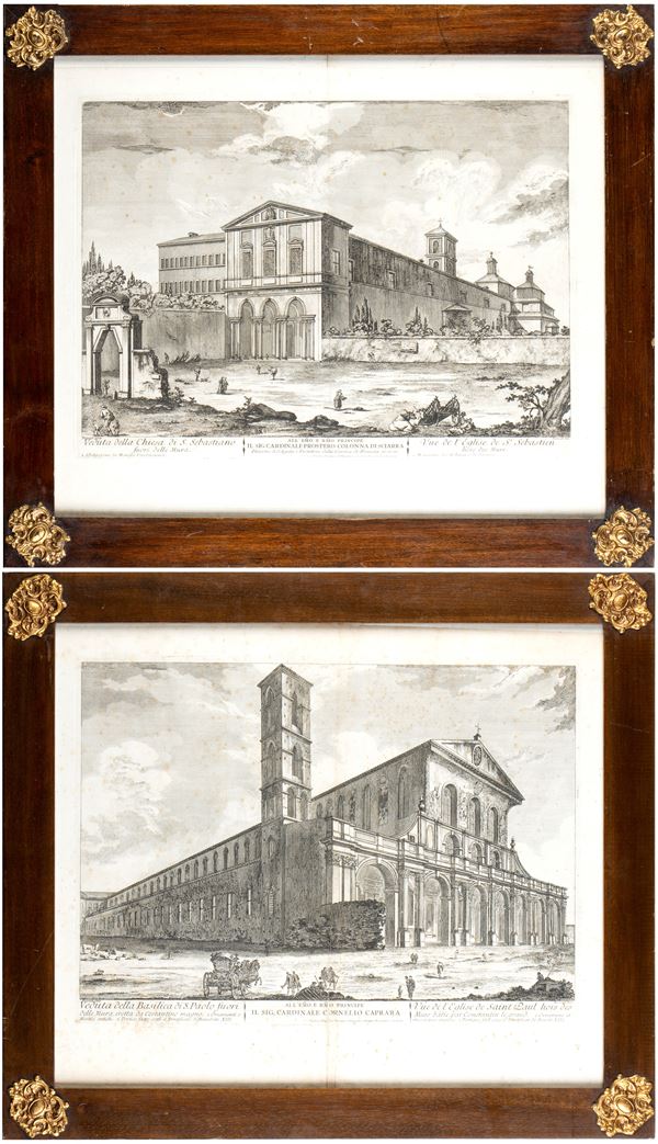 Freicenet,Jean Barbault - Veduta della Chiesa di San Sebastiano fuori delle Mura | Veduta della Basilica di San Paolo fuori delle Mura