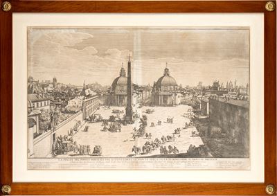 La Piazza del Popolo Abbellita con Li Nuovi Edifici Et Veduta della Citta di Roma Come Sie Trova ...