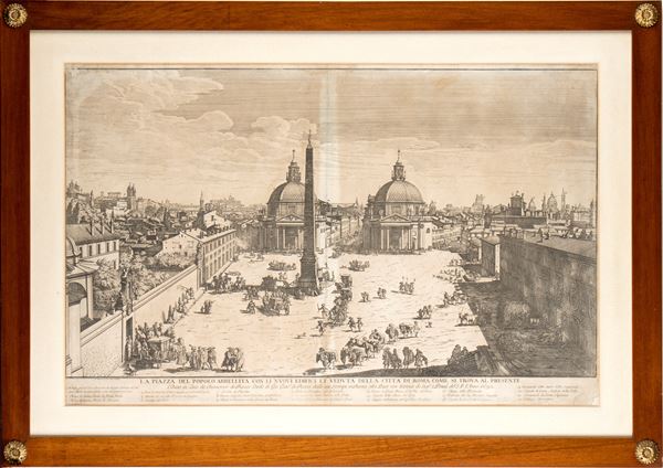 Gomar Wouters - La Piazza del Popolo abbellita con li nuovi Edifici et Veduta della Citta di Roma come sie trova al presente