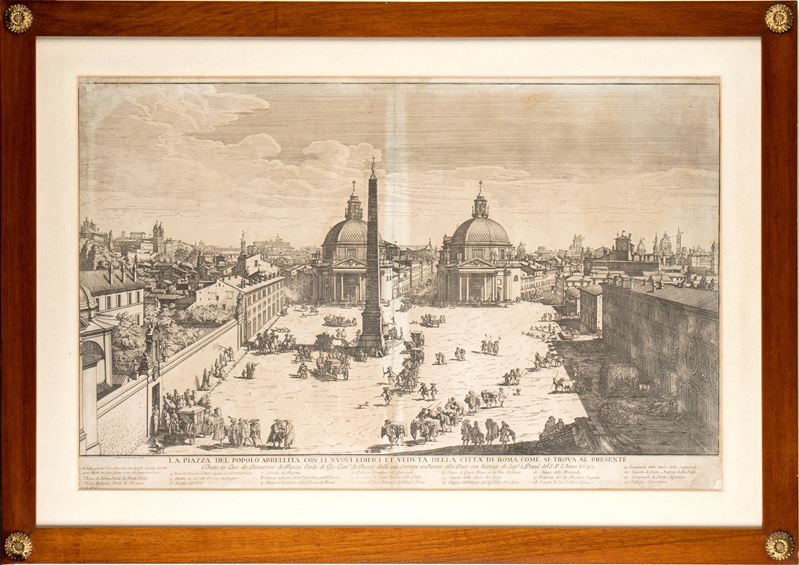 Gomar Wouters - La Piazza del Popolo Abbellita con Li Nuovi Edifici Et Veduta della Citta di Roma...