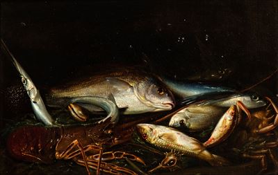 Natura Morta di Pesci e Crostacei