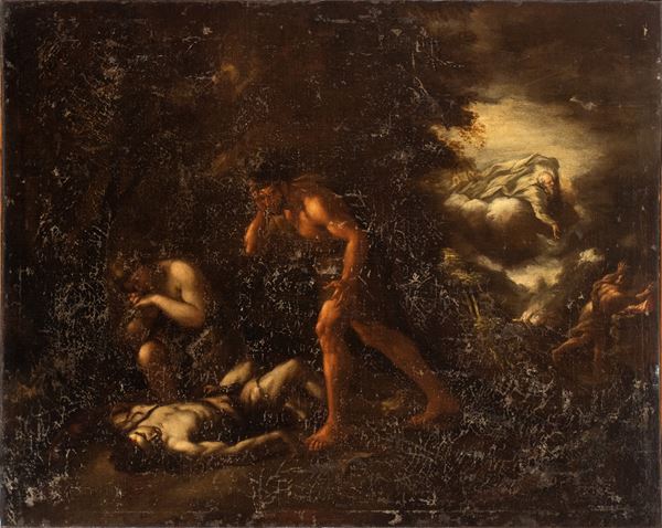 Artista attivo a Napoli, XVII secolo - The Body of Abel found by Adam and Eve