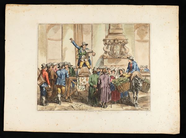 Bartolomeo Pinelli : The Charlatan, in Rome  (1821)  - Auction Old Master and Modern Prints, Matrices, Maps, Photography - Bertolami Fine Art - Casa d'Aste