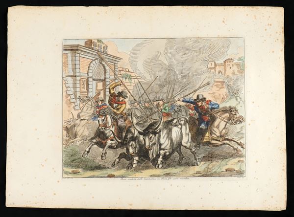 Bartolomeo Pinelli : Cattle led to be slaughtered in Rome  (1821)  - Auction Old Master and Modern Prints, Matrices, Maps, Photography - Bertolami Fine Art - Casa d'Aste