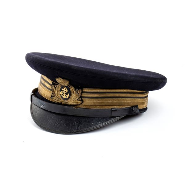 A ROYAL NAVY FRIGATE CAPTAIN ( LT COLONEL) PEACK CAP WITH BOX