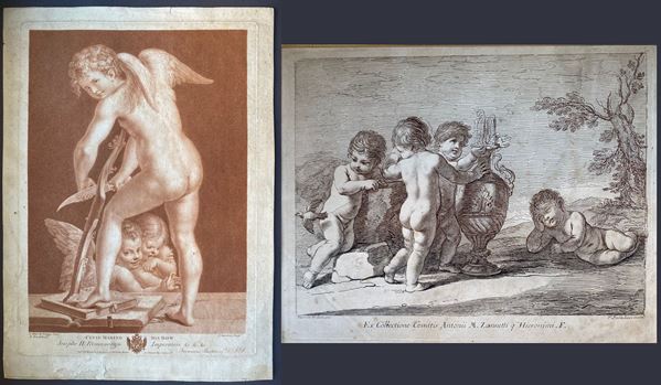 Francesco Bartolozzi - Cupid making his bow | Four putti after Guercino