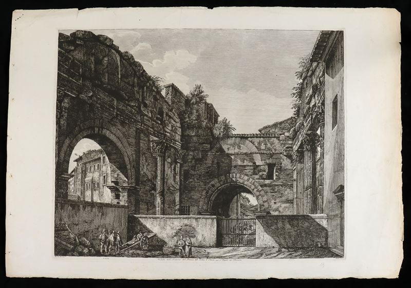 Luigi Rossini - Veduta Dell'interno del Pronao dei Portici D'ottavia Oggi S.angelo in Pescaria