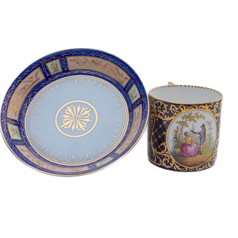 Tazza a Litron in Porcellana Policroma,