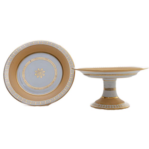 Pair of white porcelain cake stands 