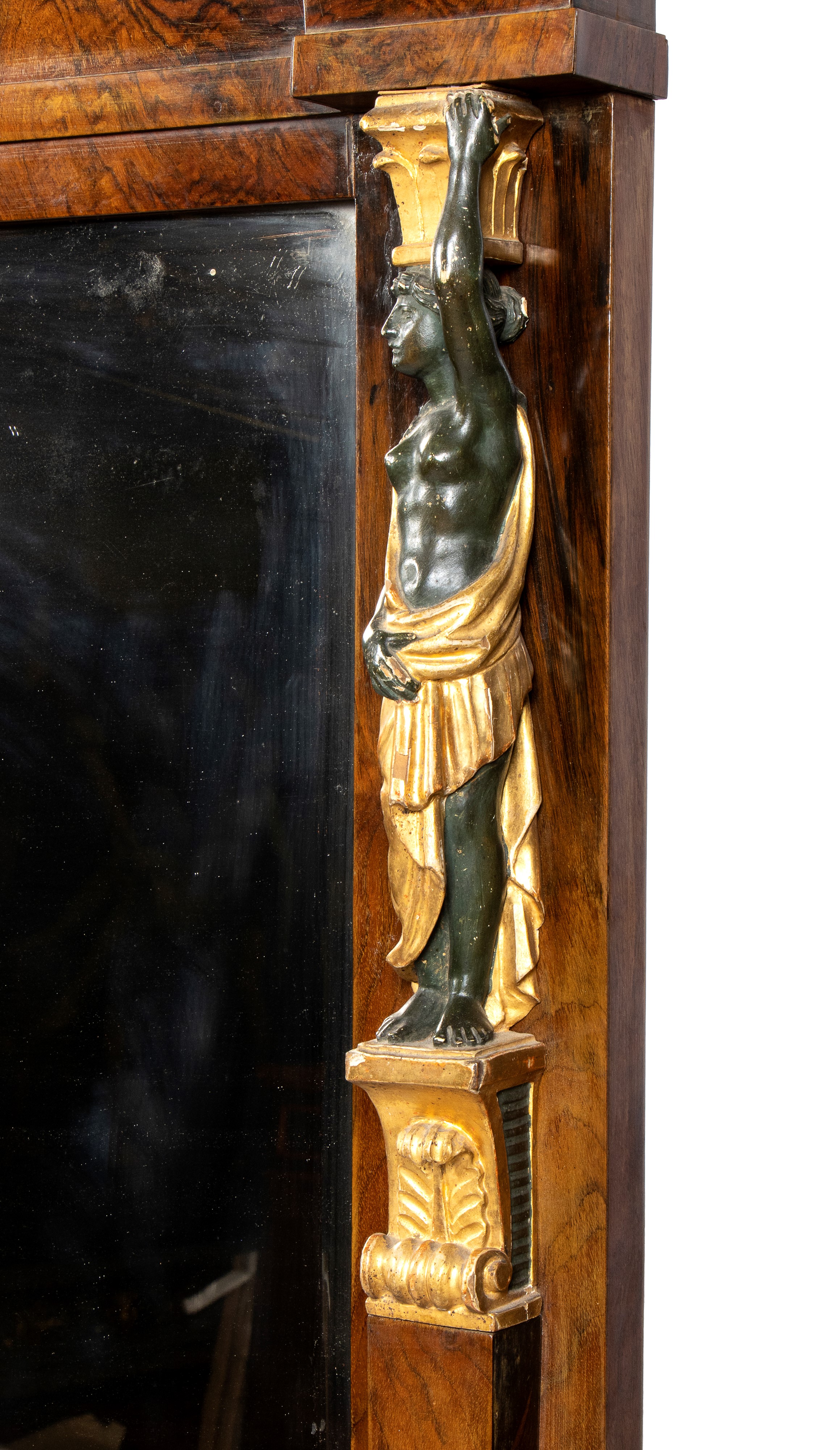 Consolle in Noce Impero Italiano con Specchiera