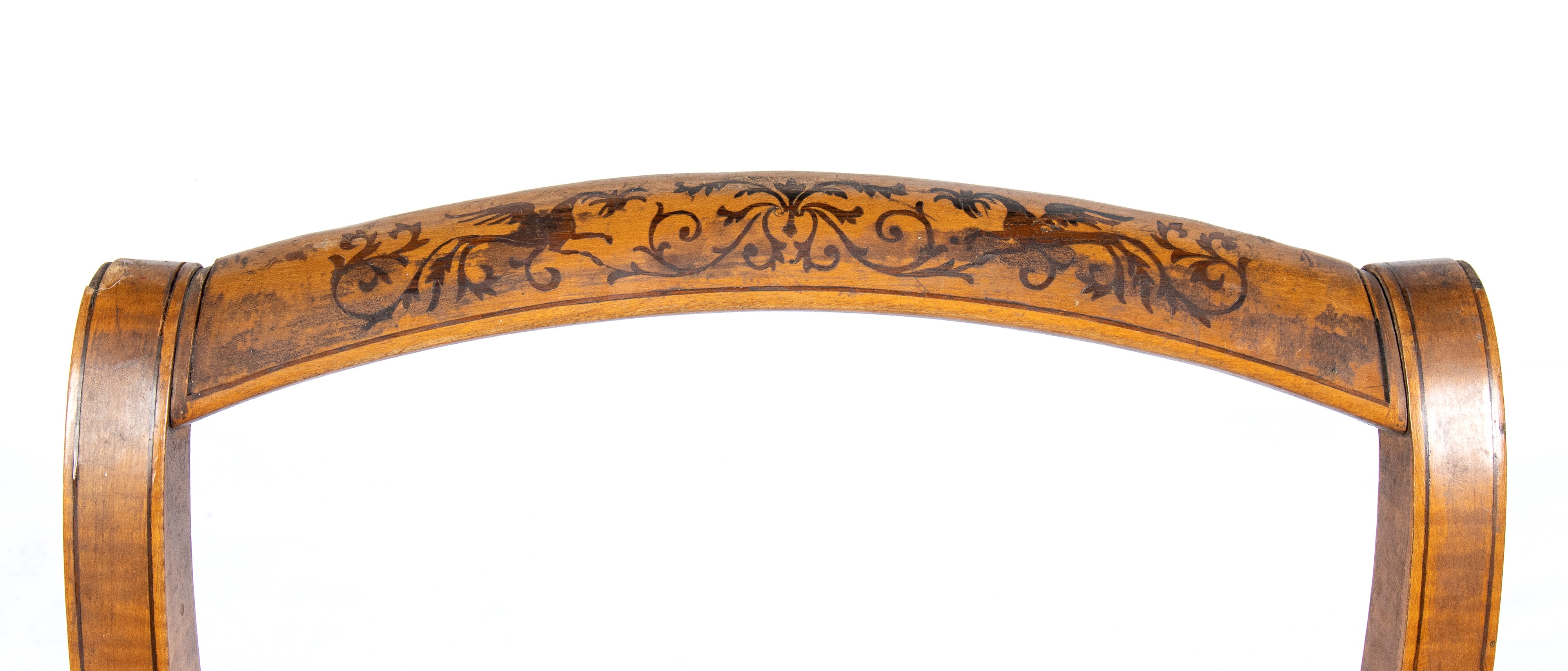 Set Sedie Italiane in Legno di Acero Intarsiate, Carlo X