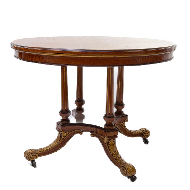 Gueridon Tondo in Legno di Mogano, a Vela,