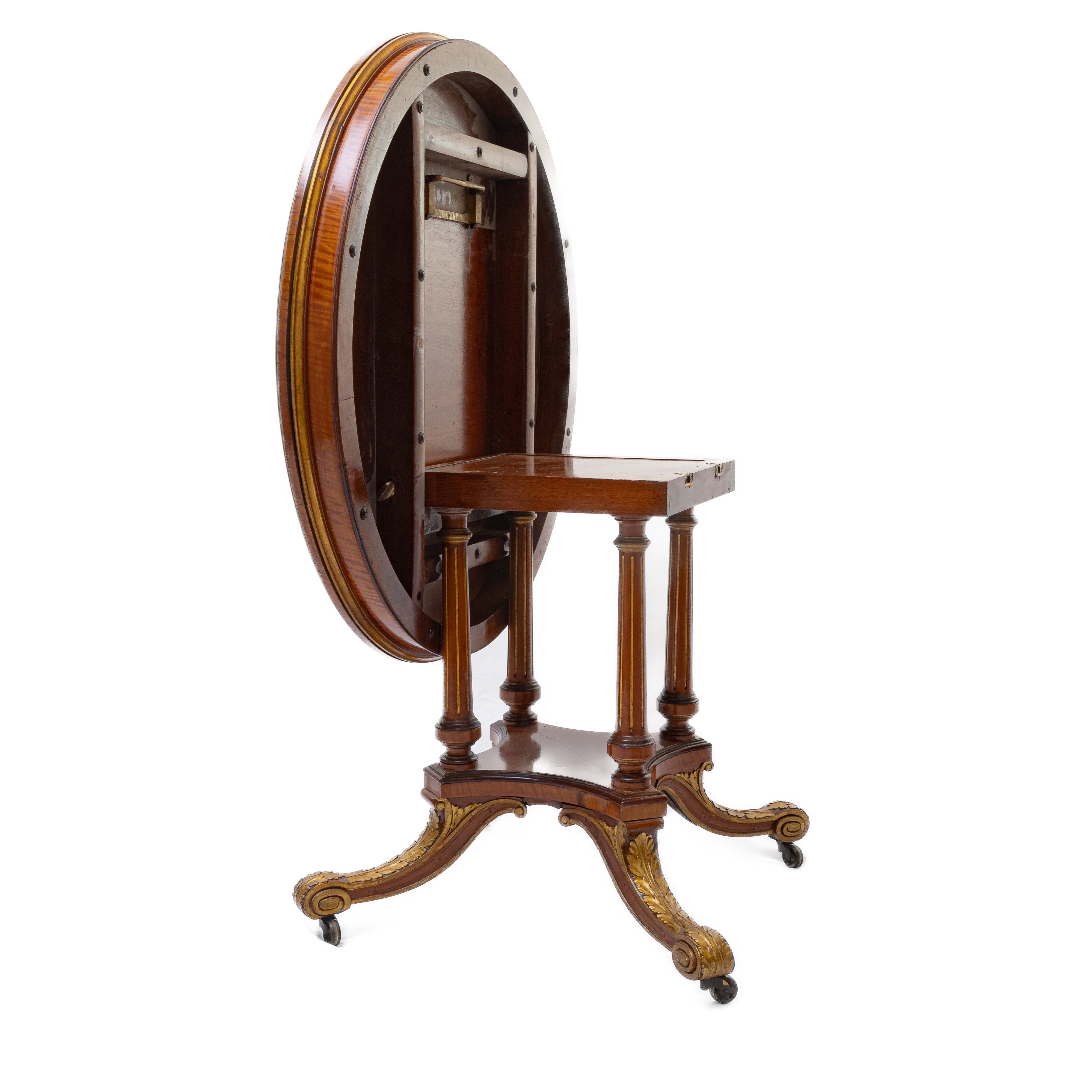 Gueridon Tondo in Legno di Mogano, a Vela,