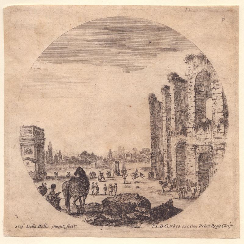 Stefano della Bella (firenze, 1610 - 1664) - Colosseo e Arco di Costantino