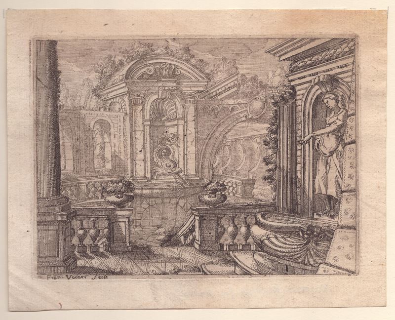 Francesco Vaccaro - Capriccio Architettonico con Fontana