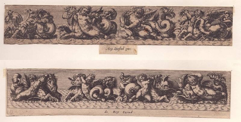 Johann Theodor De Bry, Augustin Quesnel - Fregi con Mostri Marini