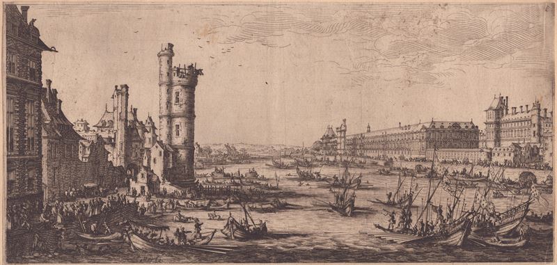 Jacques Callot - Veduta di Parigi, con Senna e Louvre