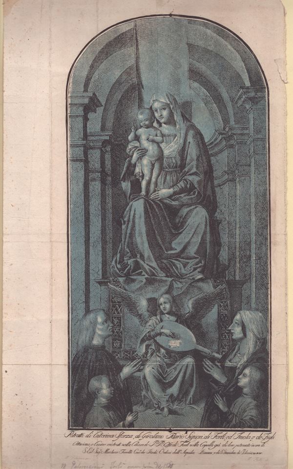 Giuseppe Zauli - Madonna and Child enthroned with Caterina Sforza and Girolamo Riario with their children