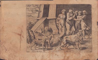 Noè con la Sua Famiglia e gli Animali Lasciano L'arca