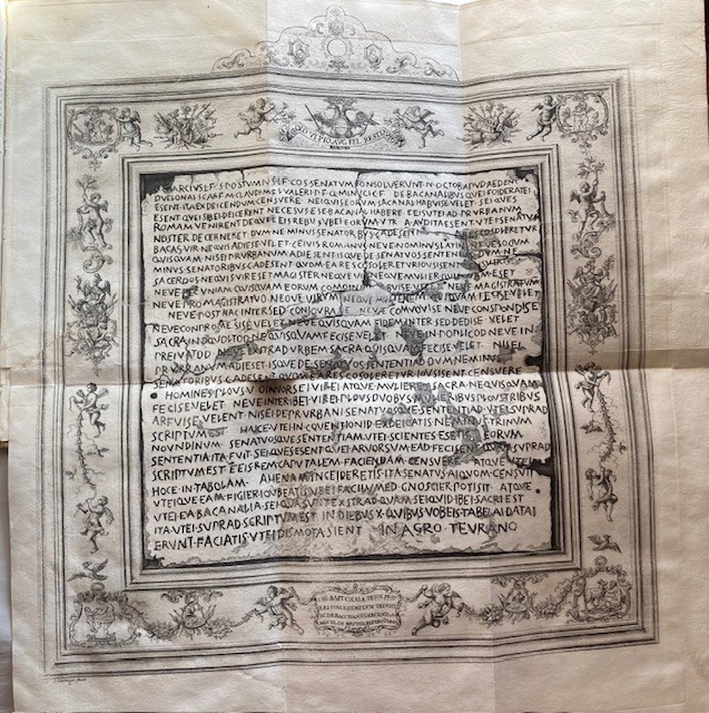 Egizio, Matteo. Senatusconsulti De Bacchanalibus. Napoli, Felice Mosca, 1729.