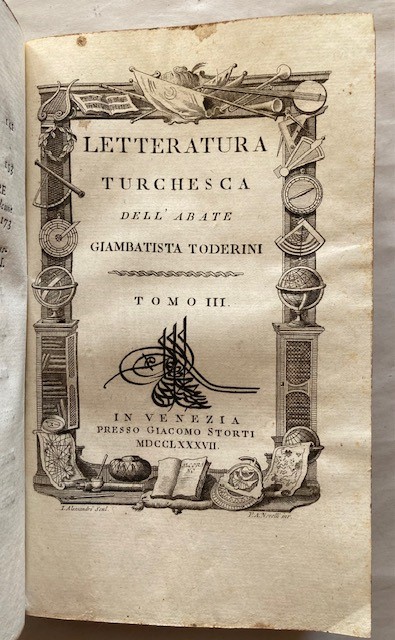 Toderini, Giambattista. Letteratura Turchesca. Venezia: Giacomo Storti, 1787.