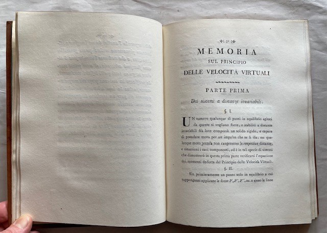Fossombroni, Vittorio. Memoria sul Principio delle Velocita' Virtuali. Firenze, Stamp. Granducale...
