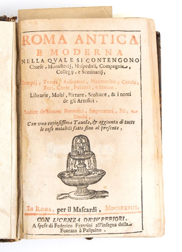 FRANZINI FEDERICO. ROMA ANTICA E MODERNA. Roma 1677