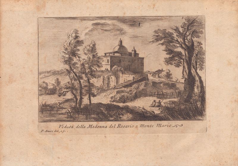 Paolo Anesi - Veduta della Madonna del Rosario a Monte Mario