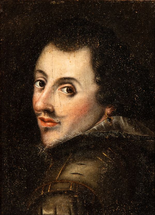 Artista fiammingo, XVII secolo - Ritratto di gentiluomo con baffi
