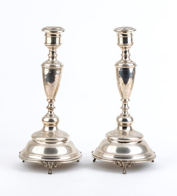 Josef Kurzweil - A pair of Austro-Hungarian silver candlesticks