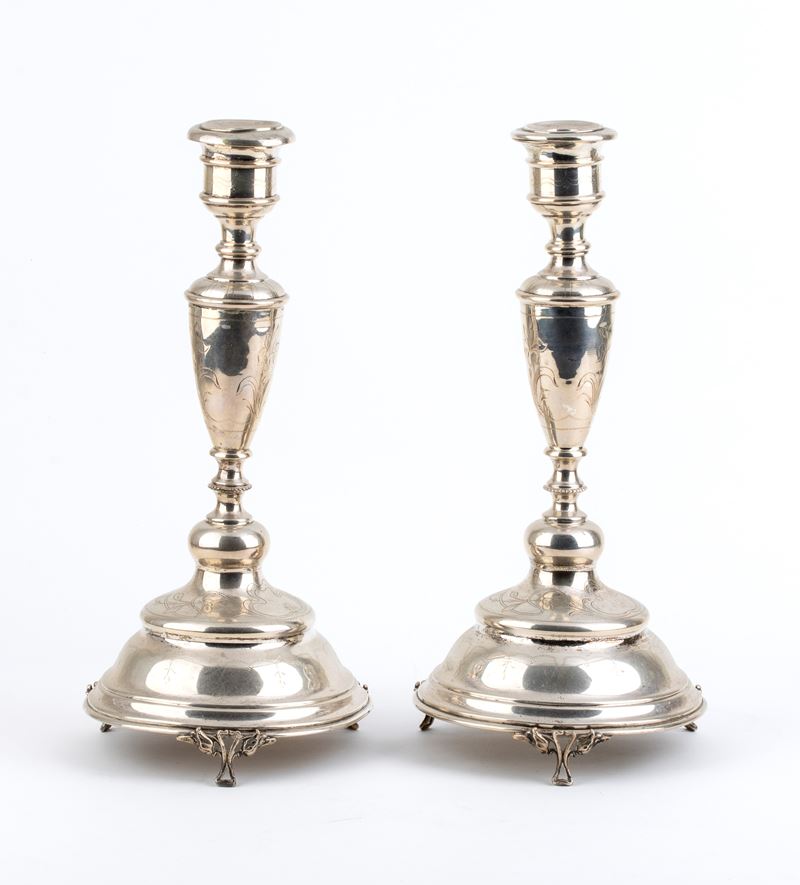 Josef Kurzweil - Coppia di Candelieri Austro-ungheresi in Argento