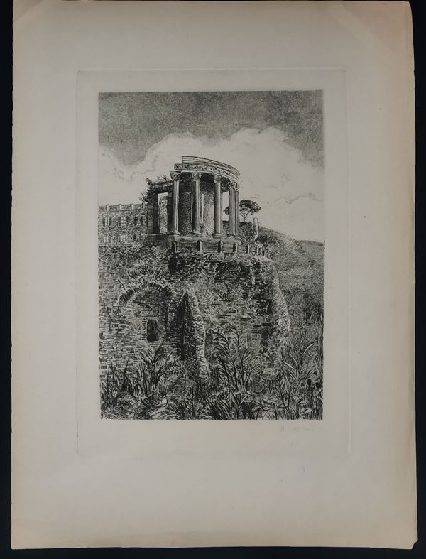 Arturo Montrone : The temple of the Sibyl in Tivoli  - Auction Old Master and Modern Prints, Matrices, Maps, Photography - Bertolami Fine Art - Casa d'Aste