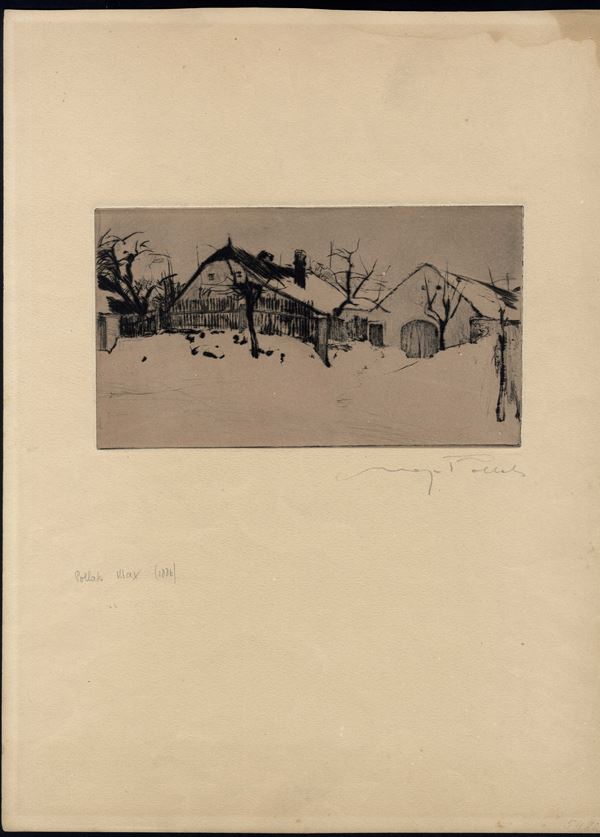 Max Pollak : Farmhouses under the snow  (1910-1915 ca.)  - Auction Old Master and Modern Prints, Matrices, Maps, Photography - Bertolami Fine Art - Casa d'Aste