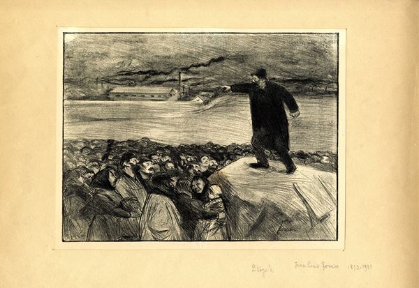 Jean Louis Forain : Man haranguing factory workers  - Auction Old Master and Modern Prints, Matrices, Maps, Photography - Bertolami Fine Art - Casa d'Aste