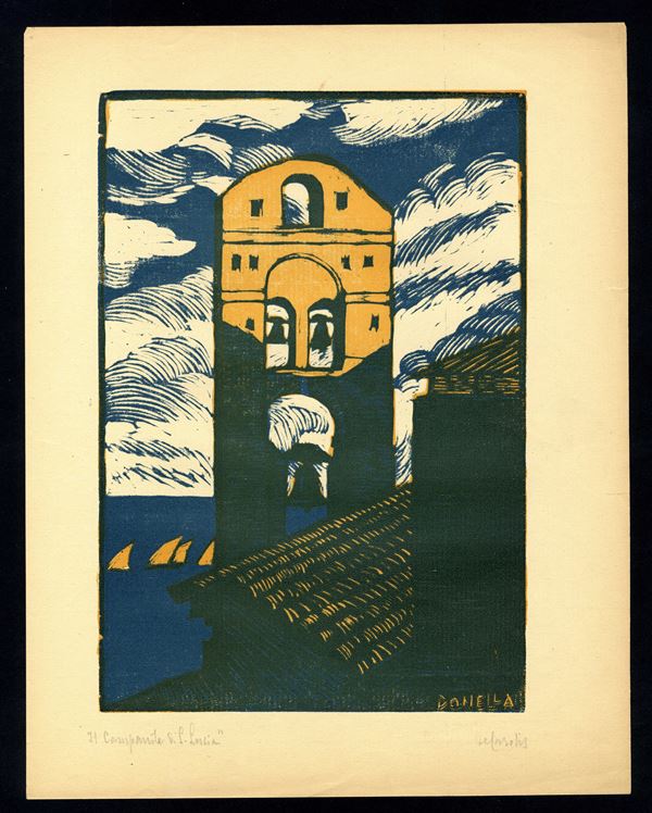 Donella De Carolis : The bell tower of S. Lucia - Grottammare  - Auction Old Master and Modern Prints, Matrices, Maps, Photography - Bertolami Fine Art - Casa d'Aste