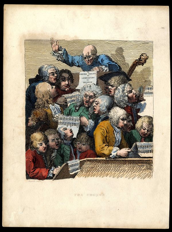 William Hogarth : The Chorus of Singers or Rehearsal of the Oratorio 'Judith'  - Auction Old Master and Modern Prints, Matrices, Maps, Photography - Bertolami Fine Art - Casa d'Aste