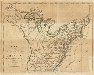 A Map Of The United States Of America As Settled By The Peace Of 1783.